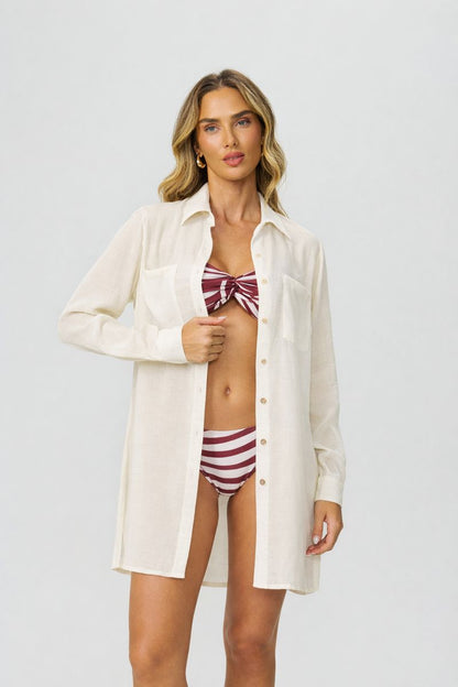 Camisa saída de praia baunilha Fato Básico