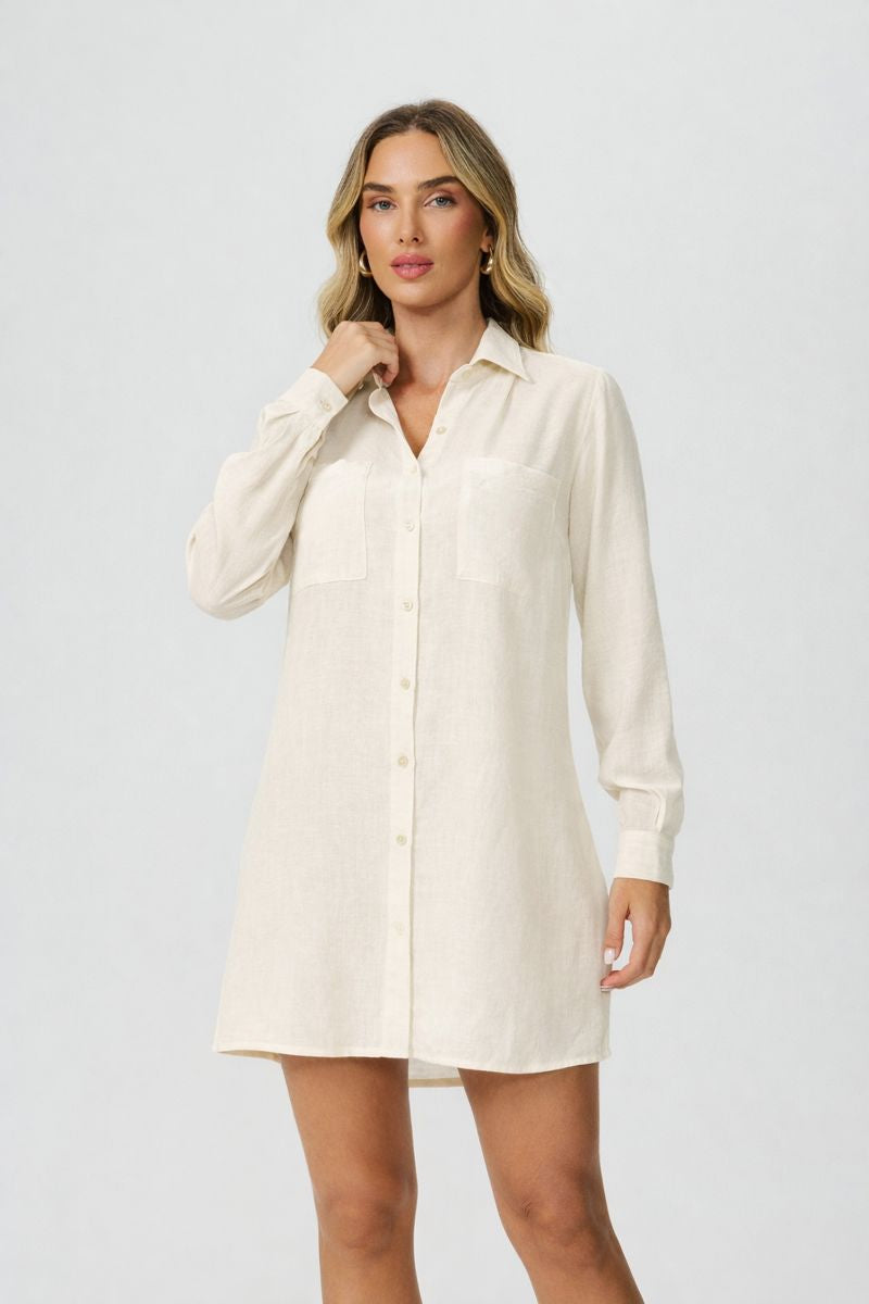 Camisa saída de praia baunilha Fato Básico