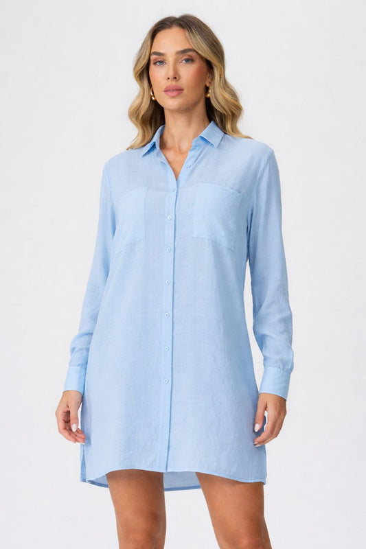 Camisa saída de praia azul Fato Básico